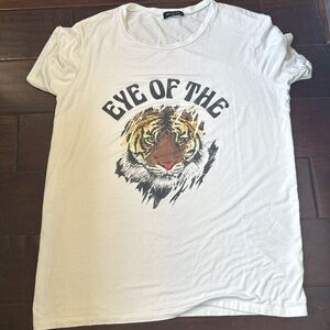 Zutter eye of the tiger white oversized tee shirt short sleeve women size M